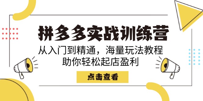 拼多多实战训练营，从入门到精通，海量玩法教程，助你轻松起店盈利-精品虚拟资源库