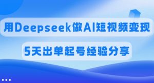 佣金45%，用Deepseek做AI短视频变现，5天出单起号经验分享-精品虚拟资源库