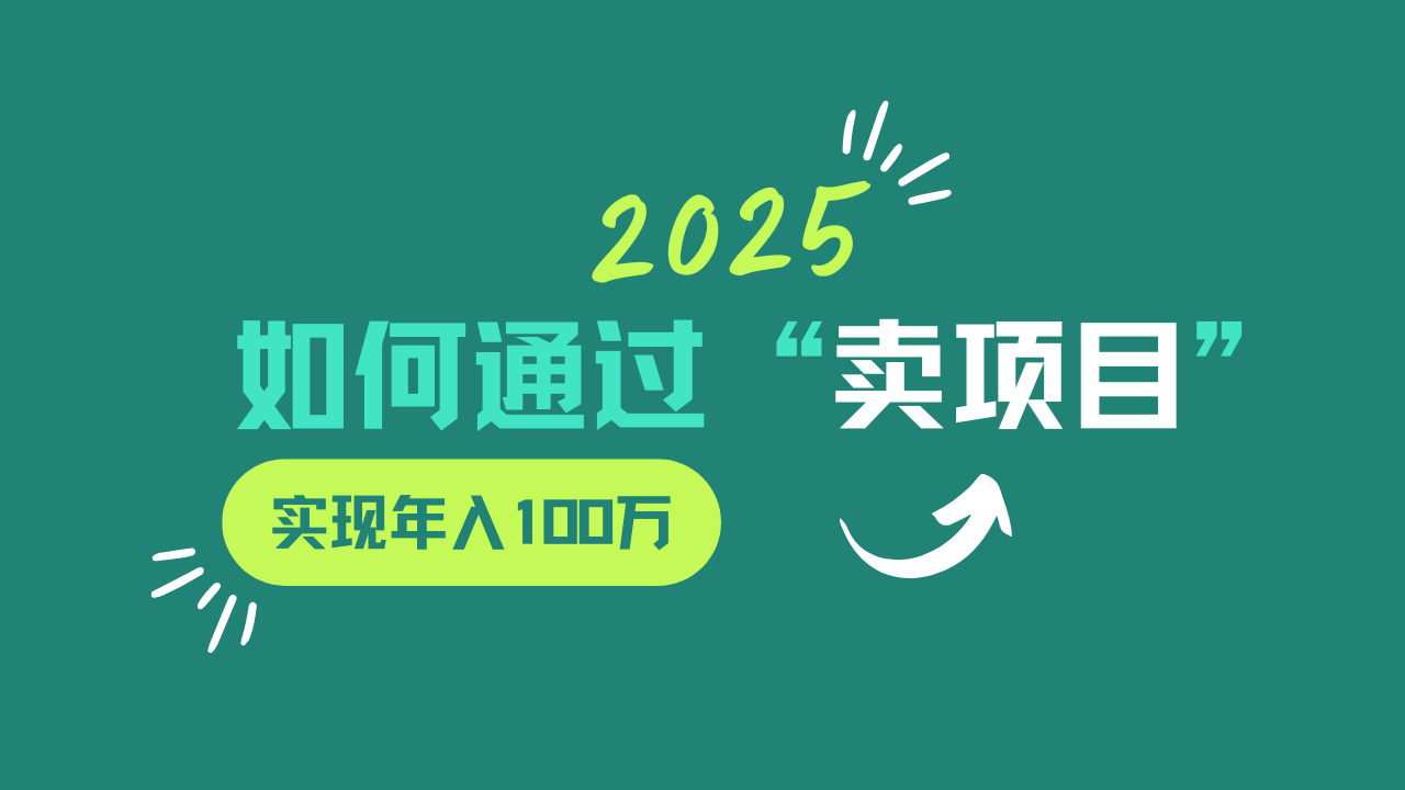 2025年如何通过“卖项目”实现年入100w-精品虚拟资源库