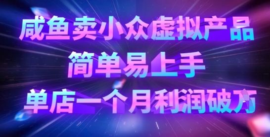 咸鱼卖小众虚拟产品，简单易上手，单店一个月利润破W-精品虚拟资源库