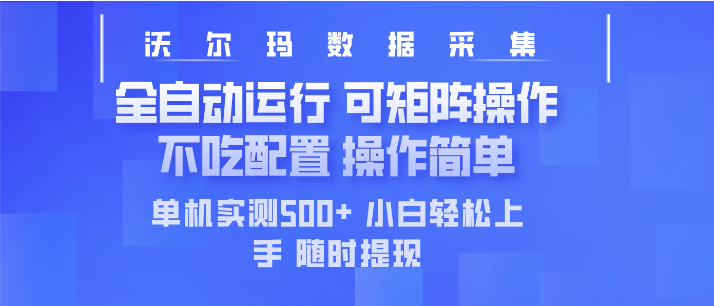 最新沃尔玛平台采集 全自动运行 可矩阵单机实测500+ 操作简单-精品虚拟资源库