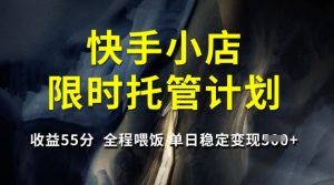 快手小店限时托管计划，收益55分，全程喂饭，单日稳定变现5张【揭秘】-精品虚拟资源库