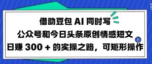 借助豆包AI同时写公众号和今日头条原创情感短文日入3张的实操之路，可矩形操作-精品虚拟资源库