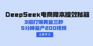 DeepSeek电商降本提效秘籍：3招打爆黄金三秒，5分钟量产200视频-精品虚拟资源库