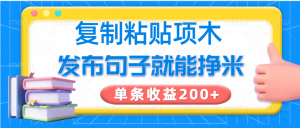 复制粘贴小项目，发布句子就能赚米，单条收益200+-精品虚拟资源库