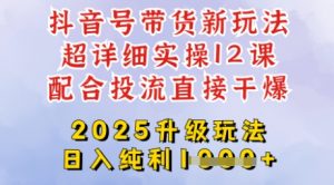 2025全新升级抖音带货玩法，一天纯利四位数，从剪辑到选品再到发布投流，超详细玩法揭秘-精品虚拟资源库