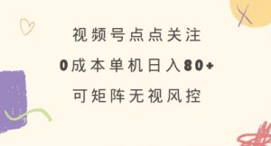 视频号点点关注，0成本单号80+，可矩阵，绿色正规，长期稳定【揭秘】-精品虚拟资源库