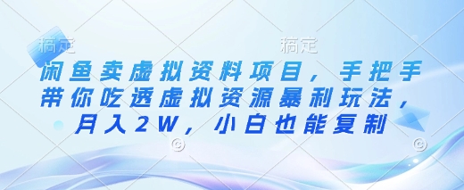 闲鱼卖虚拟资料项目，手把手带你吃透虚拟资源暴利玩法，月入2W，小白也能复制-精品虚拟资源库