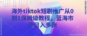 海外tiktok短剧推广从0到1保姆级教程，蓝海市场日入多张-精品虚拟资源库