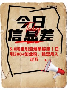 5.0闲鱼引流爆单秘籍,日引300+创业粉,稳定月入过W-精品虚拟资源库