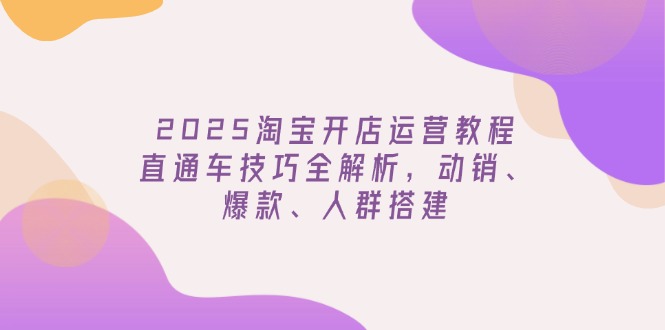 2025淘宝开店运营教程更新，直通车技巧全解析，动销、爆款、人群搭建-精品虚拟资源库