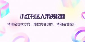 小红书达人带货教程:精准定位找方向,爆款内容创作,精细运营提升-精品虚拟资源库