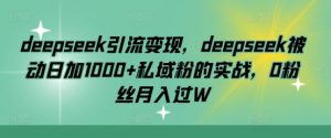 deepseek引流变现,deepseek被动日加1000+私域粉的实战,0粉丝月入过W-精品虚拟资源库