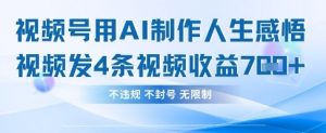 用AI做人生感悟视频，4条视频当天收益782-精品虚拟资源库