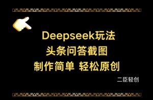 Deepseek头条问答截图，制作简单，轻松原创-精品虚拟资源库