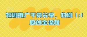 短剧推广干货分享，豹剧 1:1原创全流程-精品虚拟资源库