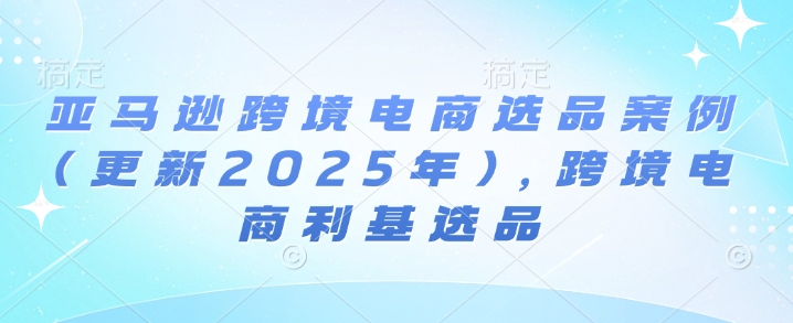 亚马逊跨境电商选品案例(更新2025年4月)，跨境电商利基选品-精品虚拟资源库