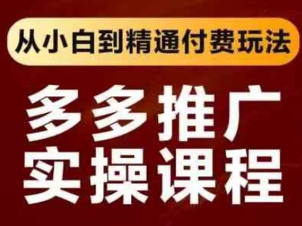 拼多多推广实操课程，从小白到精通付费玩法-精品虚拟资源库