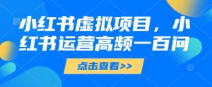 小红书虚拟项目,小红书运营高频一百问【文档】-精品虚拟资源库