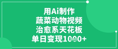 用Ai制作蔬菜动物视频，治愈系天花板，单日变现1k-精品虚拟资源库