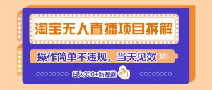 淘宝无人直播项目拆解，操作简单不违规，当天见效 日入300+新赛道-精品虚拟资源库