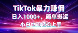 TikTok搬运暴力赚佣，日入1000+，简单搬运，小白也能轻松上手-精品虚拟资源库