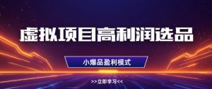 虚拟项目高利润选品方法，做好单店利润1W+，可多店倍增利润-精品虚拟资源库