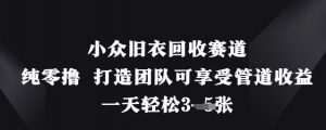 小众旧衣回收赛道，纯零撸 打造团队可享受管道收益，一天轻松3张-精品虚拟资源库