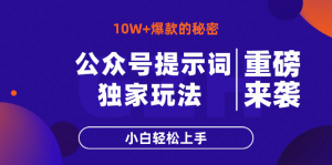公众号提示词玩法，10W+爆文最简单快速的方法，小白轻松上手-精品虚拟资源库