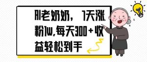 AI老奶奶，7天1w涨粉,每天300+收益轻松到手-精品虚拟资源库