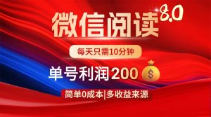 微信阅读8.0玩法！！0撸，没有任何成本有手就行，一天利润200+-精品虚拟资源库