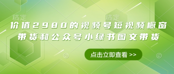 价值2980的视频号短视频橱窗带货和公众号小绿书图文带货-精品虚拟资源库