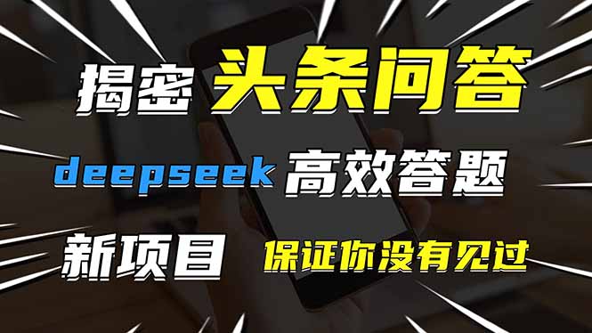 头条问答，刚出的新玩法！保证你没见过！用DeepSeek去高效答题，一个账…-精品虚拟资源库