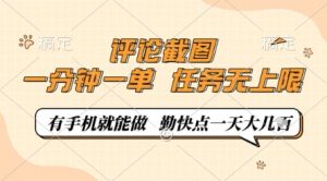 评论截图，0.5元一单，一分钟一单，有手机就能做，任务无上限，勤快点一天几张【揭秘】-精品虚拟资源库