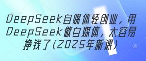 DeepSeek自媒体轻创业,用DeepSeek做自媒体,太容易挣钱了(2025年新课)-精品虚拟资源库