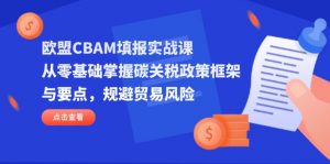 欧盟CBAM填报实战课，从零基础掌握碳关税政策框架与要点，规避贸易风险-精品虚拟资源库