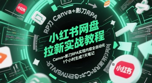 小红书网盘拉新实战教程，Canva+影刀RPA实现内容全自动化，1个小时生成7天笔记-精品虚拟资源库