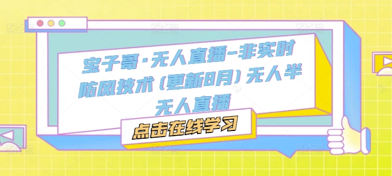 宝子哥·无人直播-非实时防风技术(更新25年5月)无人半无人直播-精品虚拟资源库