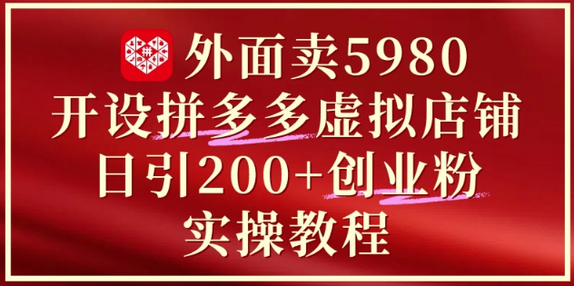 外面卖5980开设拼多多虚拟店铺：单日引流200+创业付费粉实战教程-精品虚拟资源库