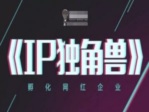 IP独角兽，孵化网红企业，ip教程-精品虚拟资源库