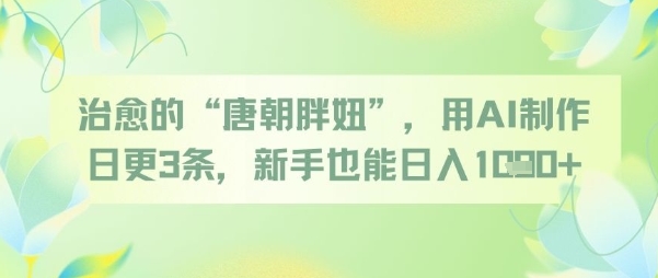 治愈的“唐朝胖妞”，用AI制作日更3条，新手也能日入多张-精品虚拟资源库