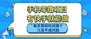手机零撸项目，有快手就可以做，每天零碎时间搞个几百块不成问题-精品虚拟资源库