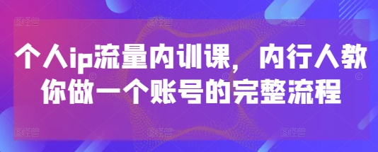 个人ip流量内训课，内行人教你做一个账号的完整流程-精品虚拟资源库