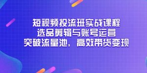 短视频投流班实战课程，选品剪辑与账号运营，突破流量池，高效带货变现-精品虚拟资源库