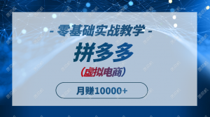 拼多多虚拟电商，零基础实战教学，快速打爆商品，新手也能月入10000+-精品虚拟资源库