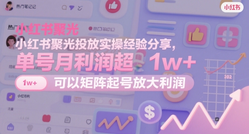 小红书聚光投放实操经验分享，单号月利润超1w+，可以矩阵起号放大利润-精品虚拟资源库