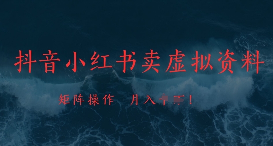 抖音小红书卖虚拟资料，市场需求一直存在，矩阵操作，月入1w+-精品虚拟资源库