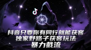 抖音只要你有同行就能获客，独家野路子获客玩法，暴力截流【揭秘】-精品虚拟资源库