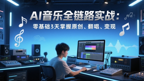 AI音乐全链路实战变现课：零基础3天掌握原创、翻唱、变现-精品虚拟资源库