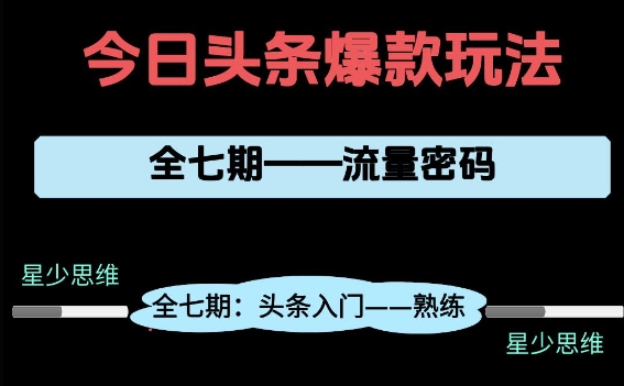 头条系列全七期项目拆解，全是干货，新手从0-1必经过程，99的人会踩的坑-精品虚拟资源库